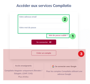 Page de connexion de Compilatio